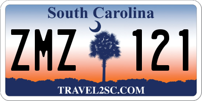 SC license plate ZMZ121