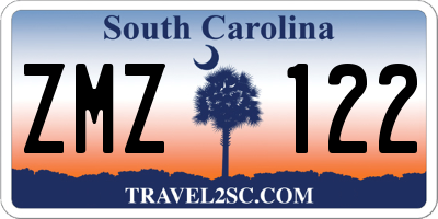 SC license plate ZMZ122