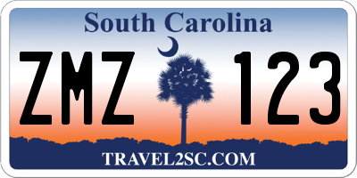 SC license plate ZMZ123