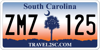 SC license plate ZMZ125