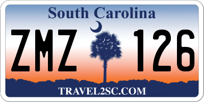 SC license plate ZMZ126