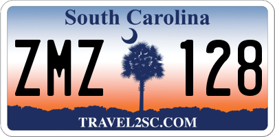 SC license plate ZMZ128