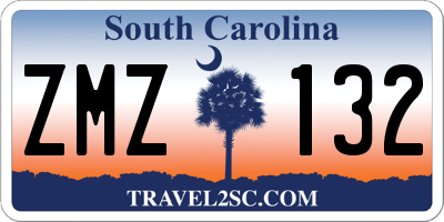 SC license plate ZMZ132