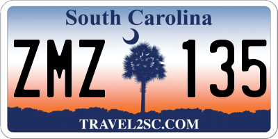 SC license plate ZMZ135