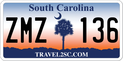 SC license plate ZMZ136