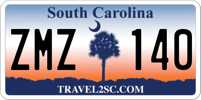 SC license plate ZMZ140