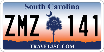 SC license plate ZMZ141