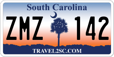 SC license plate ZMZ142
