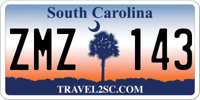 SC license plate ZMZ143
