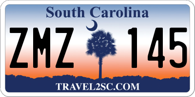SC license plate ZMZ145