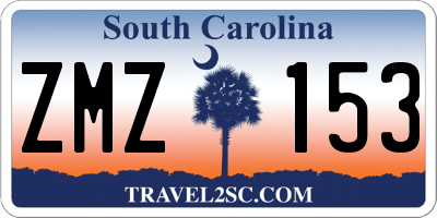 SC license plate ZMZ153