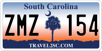 SC license plate ZMZ154