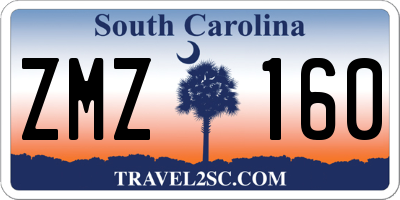 SC license plate ZMZ160