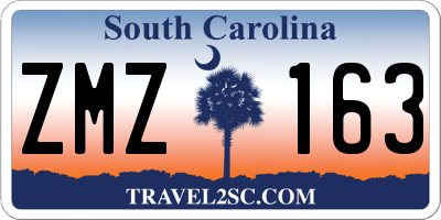 SC license plate ZMZ163