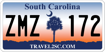 SC license plate ZMZ172