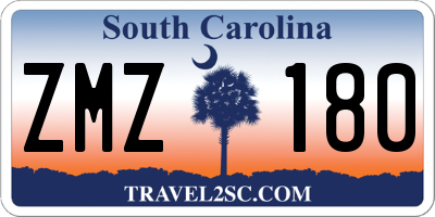 SC license plate ZMZ180