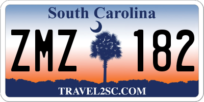 SC license plate ZMZ182