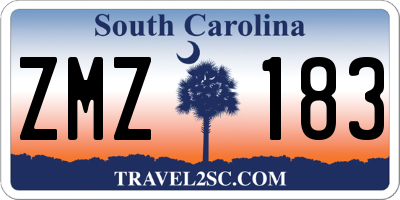 SC license plate ZMZ183