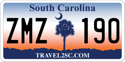 SC license plate ZMZ190
