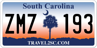SC license plate ZMZ193