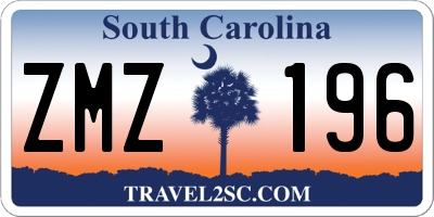 SC license plate ZMZ196