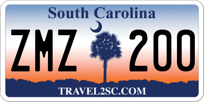 SC license plate ZMZ200