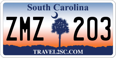 SC license plate ZMZ203