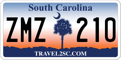 SC license plate ZMZ210