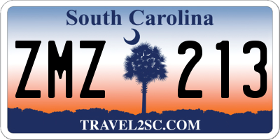 SC license plate ZMZ213