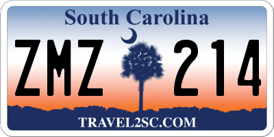 SC license plate ZMZ214
