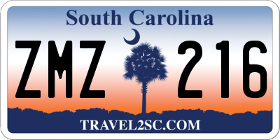SC license plate ZMZ216