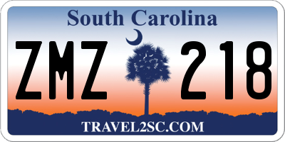 SC license plate ZMZ218