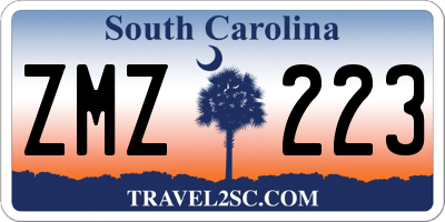 SC license plate ZMZ223
