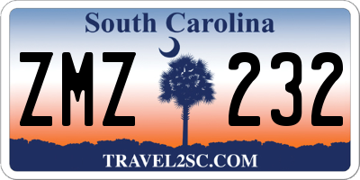 SC license plate ZMZ232