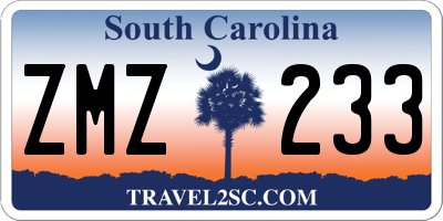 SC license plate ZMZ233