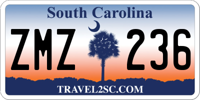 SC license plate ZMZ236