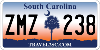 SC license plate ZMZ238