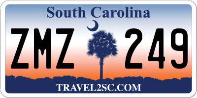 SC license plate ZMZ249