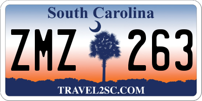 SC license plate ZMZ263