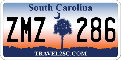 SC license plate ZMZ286