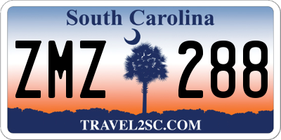 SC license plate ZMZ288