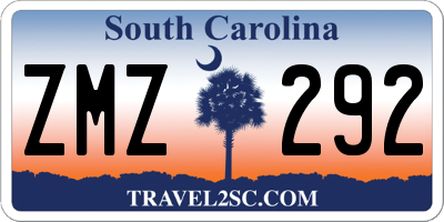 SC license plate ZMZ292