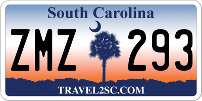SC license plate ZMZ293