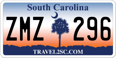 SC license plate ZMZ296