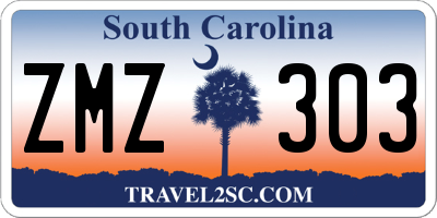 SC license plate ZMZ303