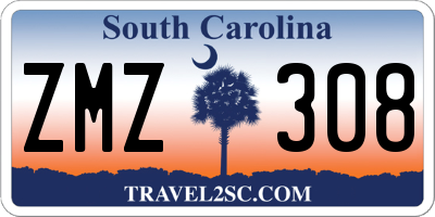SC license plate ZMZ308