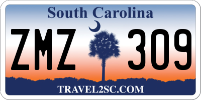 SC license plate ZMZ309