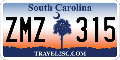 SC license plate ZMZ315