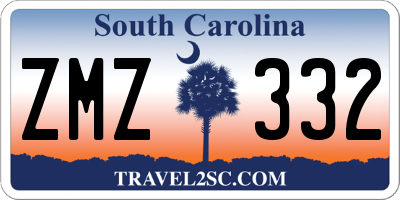 SC license plate ZMZ332