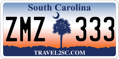SC license plate ZMZ333